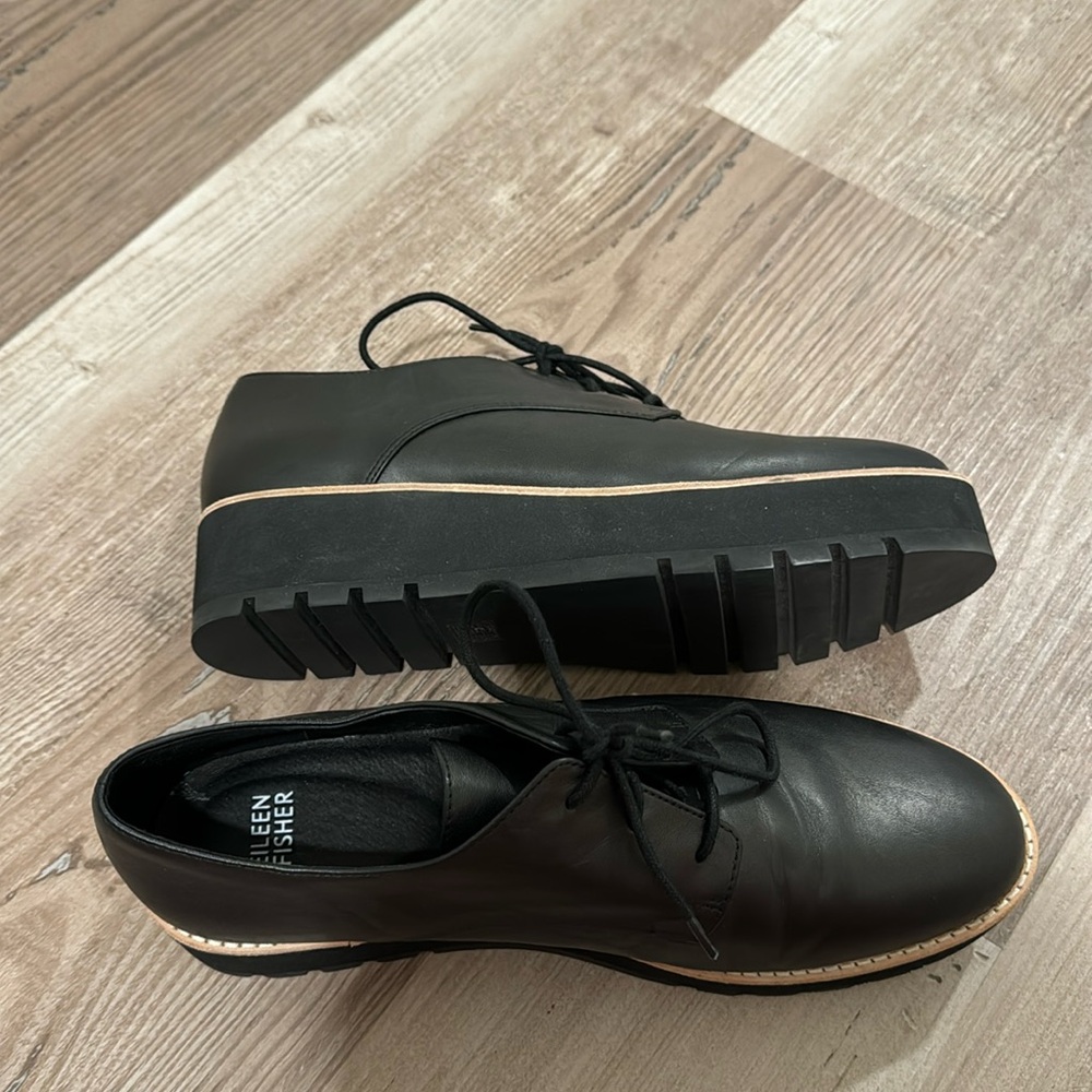 Eileen Fisher herringbone platform shoes NWOT